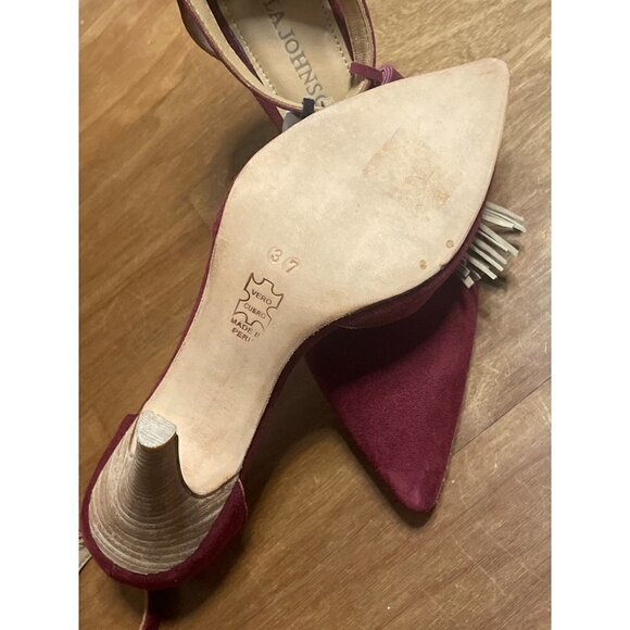 Ulla Johnson Tassel Kiki D'Orsay Pumps in Bordeaux Suede 37 with Box high heels - Picture 9 of 13